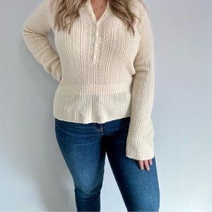 J. Crew Women's Cream Knit Peplum Sweater Size Medium